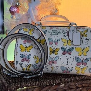 Coach Rowan Butterflies Print Satchel NWOT